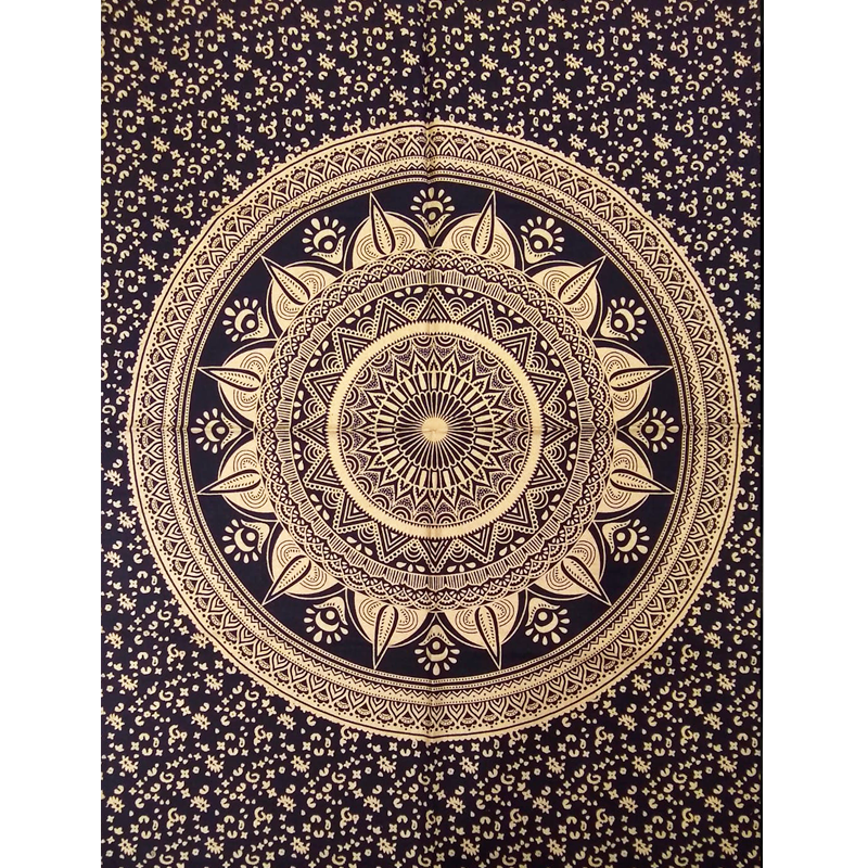 Tapiz India Mandala Dorado y Negro