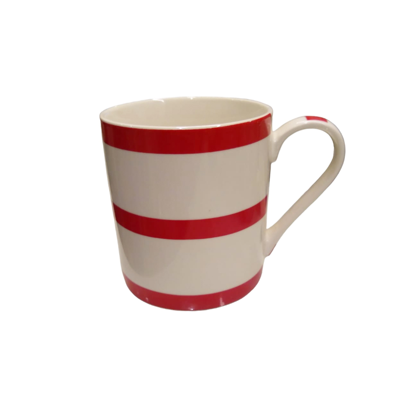 Taza Blanca con Franjas Rojas