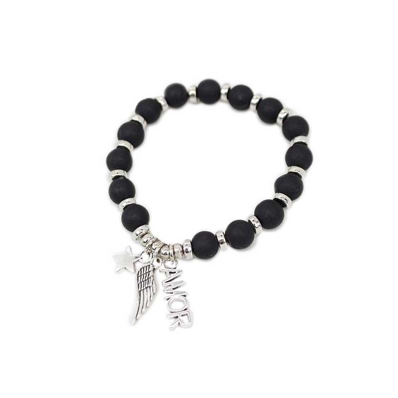 Pulsera Negra Amor, Alita y Estrella