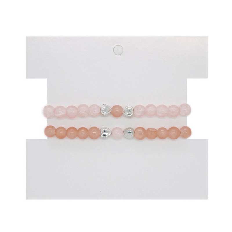 Set Pulseras Elasticas con Corazon Salmon