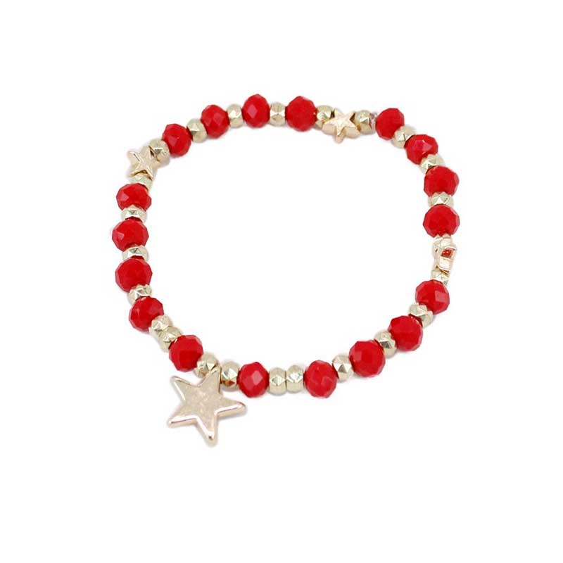 Pulsera Roja y Dorada con Estrella