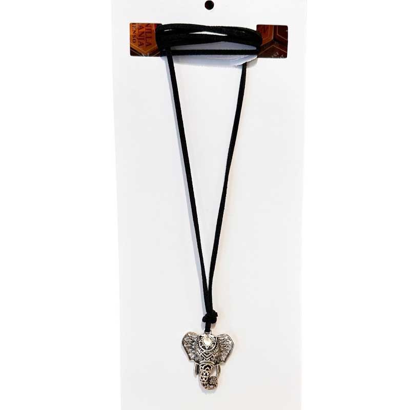 Collar Negro con Elefante