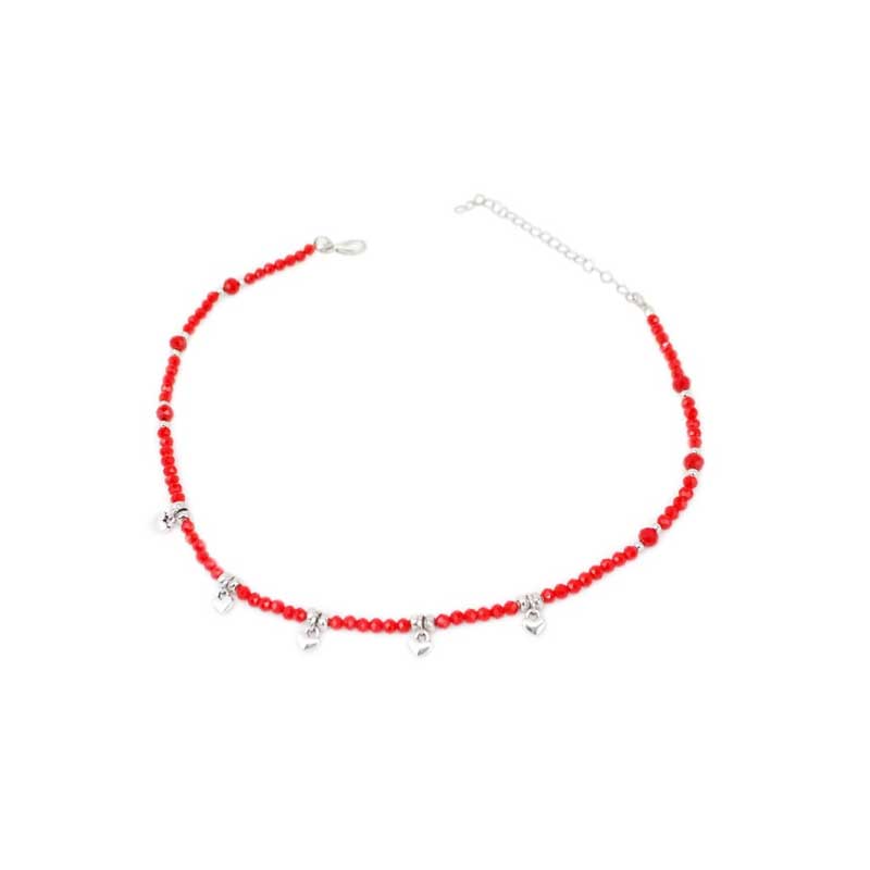 Collar Rojo con Corazones