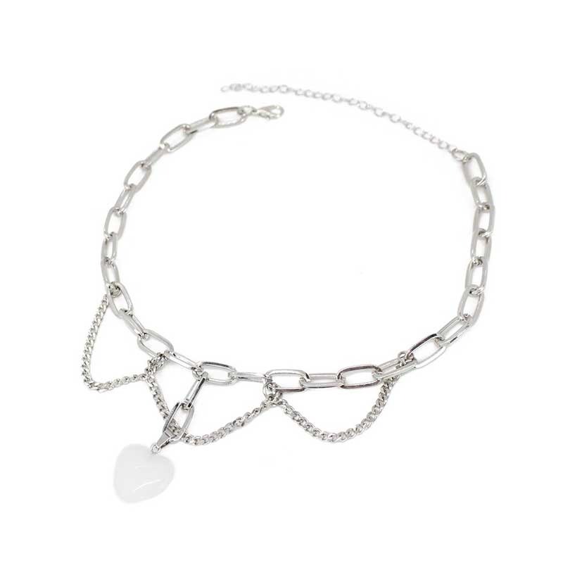 Collar Cadenas Corazon Cristal