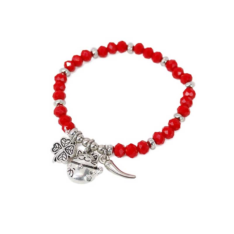 Pulsera Roja Trebol, Gatito y Cuerno