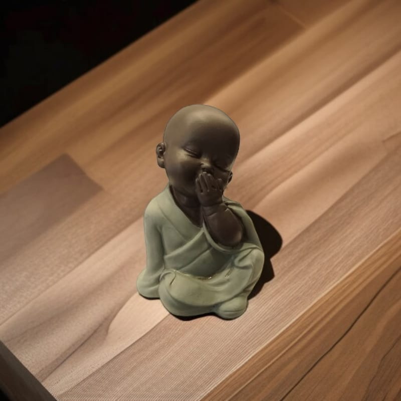 Buda Bebe Negro Mini 5.5cm Modelo Manto Verde N°1