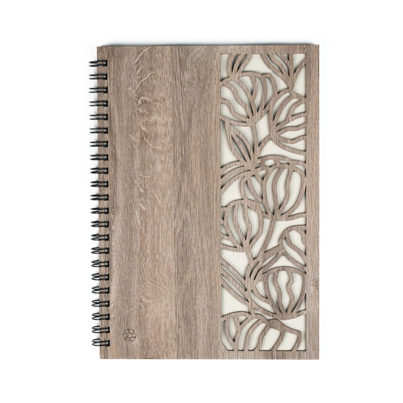 Cuaderno Tapa de Madera Calada Flores A5