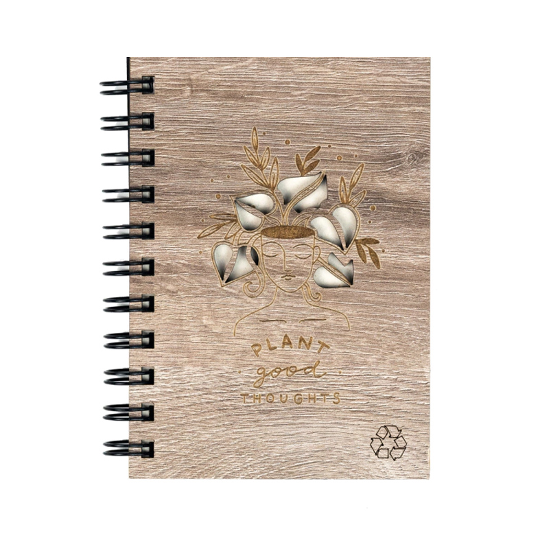 Cuaderno Tapa de Madera Calada Cabeza Plantas A4