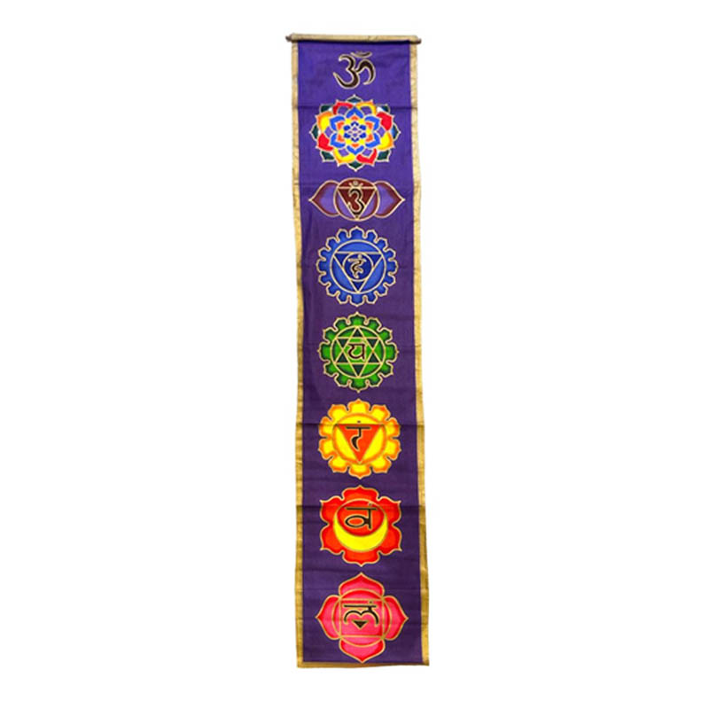 Banderin 7 Chakras Fondo Violeta 1.90x0.40cm