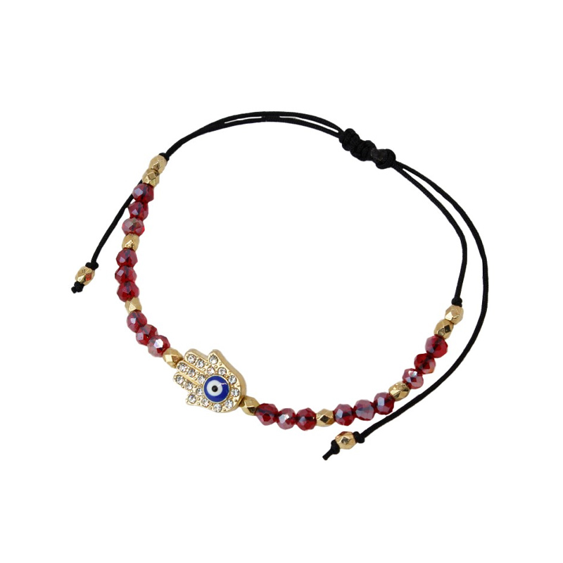 Pulsera Hilo Rojo con Mano de Fatima con Strass