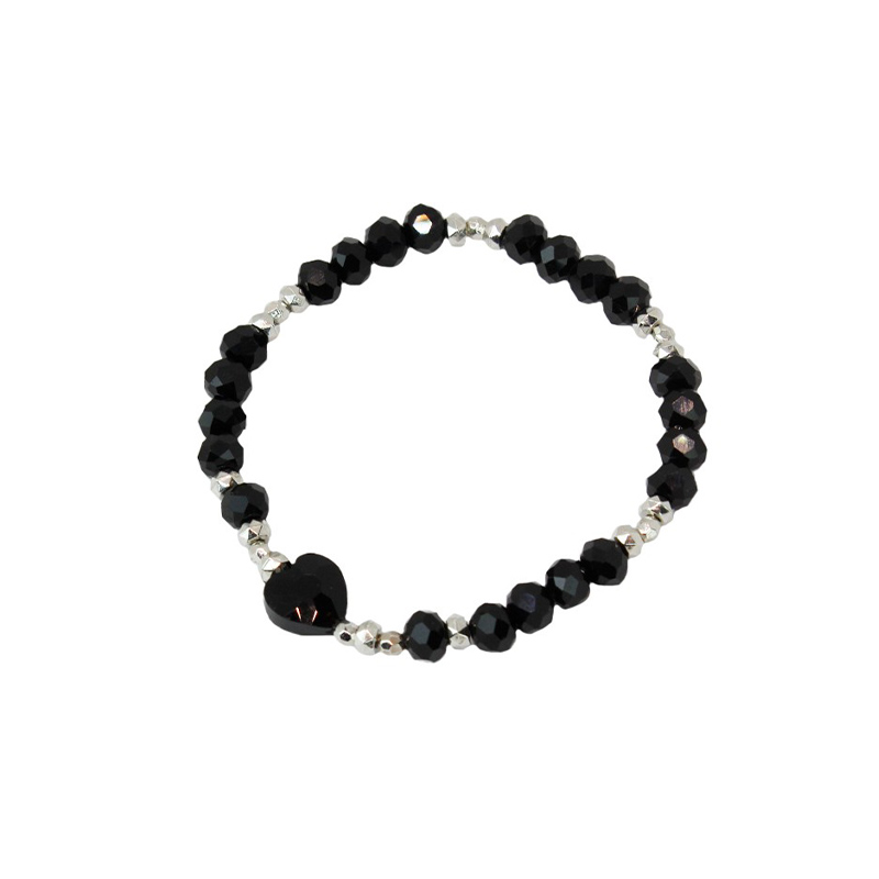 Pulsera Elastica Negra con Corazon