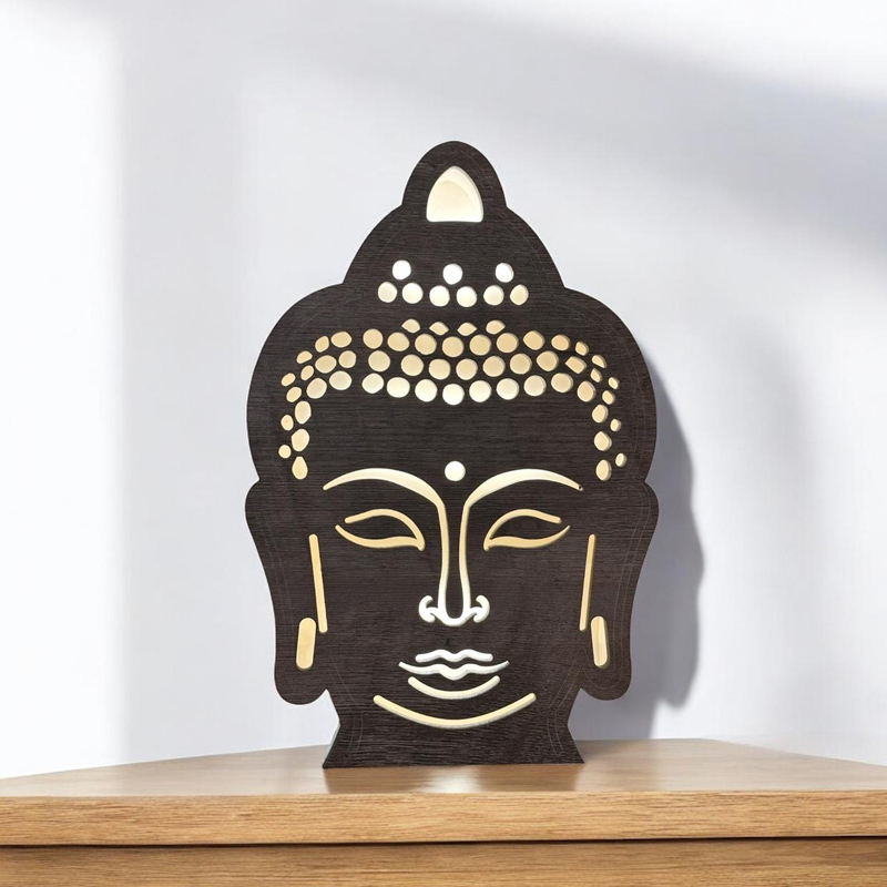 Velador Cabeza Buda Oscuro 28cm