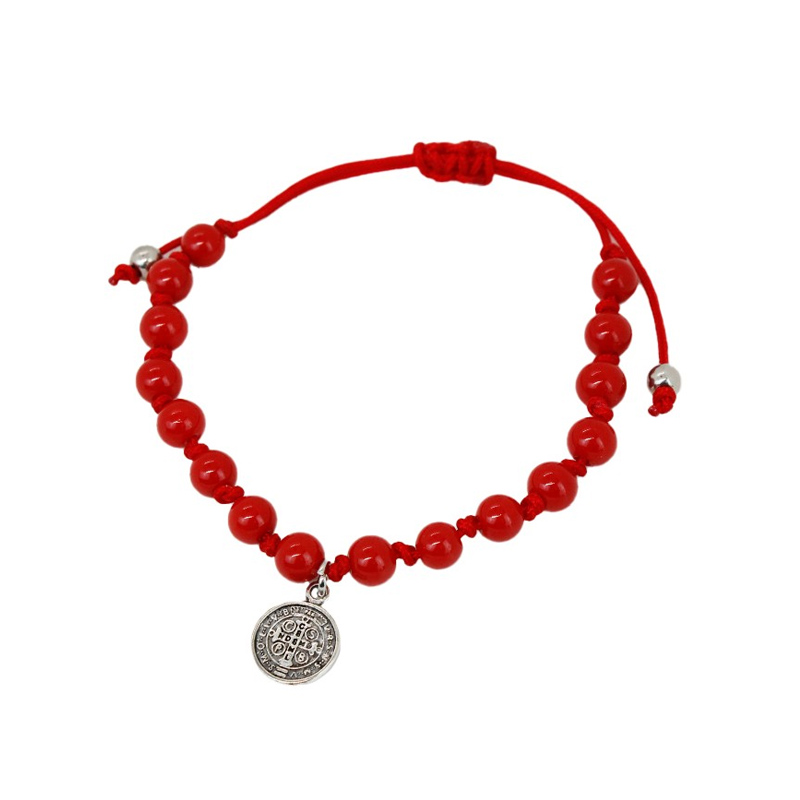 Pulsera Hilo Rojo con Dije San Benito