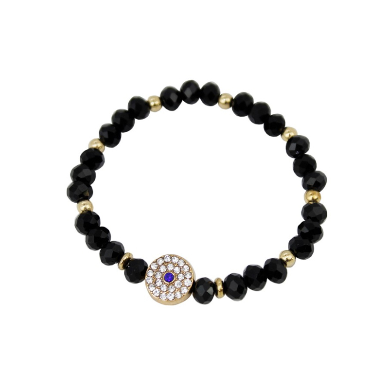 Pulsera Elastica Bonnie Negro con Ojo con Strass