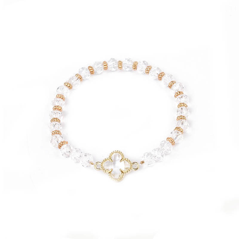 Pulsera Elastica Cristal con Detalles Dorados