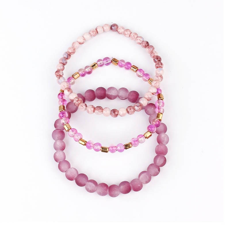 Set Tres Pulseras Elasticas Full Colors Rosa