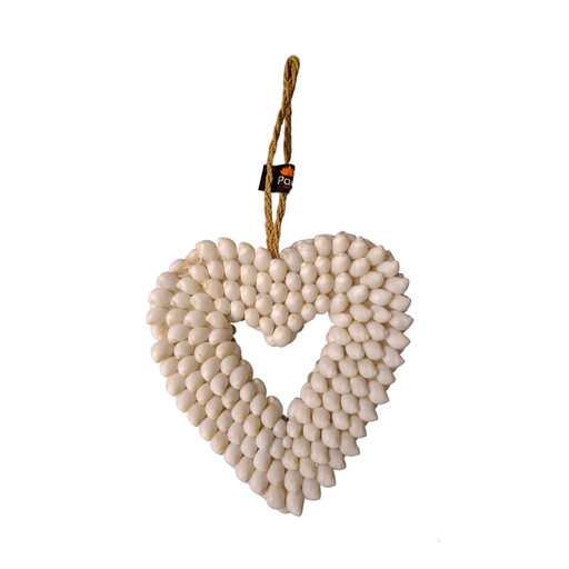 Colgante Corazon de Caracoles Blancos 30cm