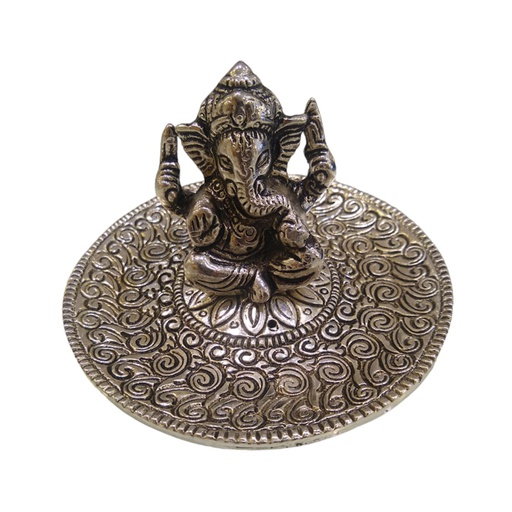 Porta Sahumerio Ganesha Redondo Metal 10cm