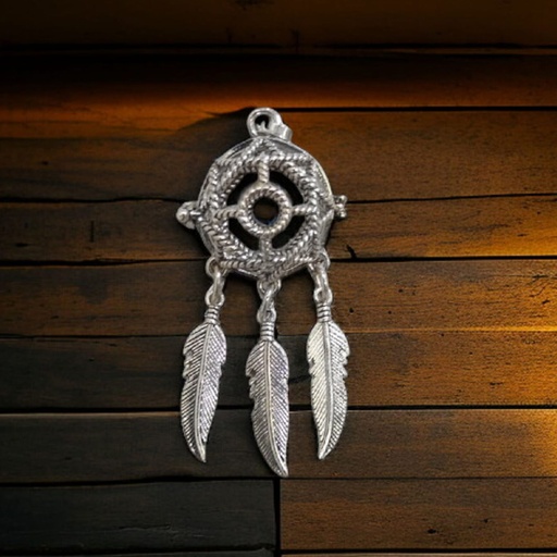 Dije Relicario Redondo con Plumas