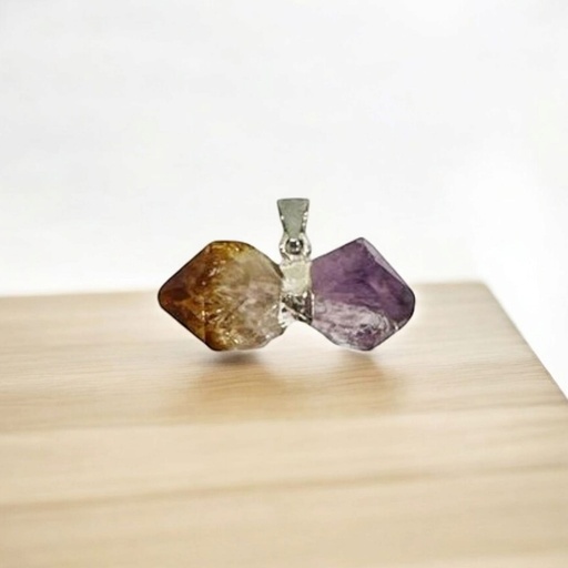 Dije Gema Citrino y Amatista Bruto