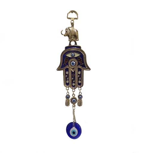 [6903192870069] Colgante Mano de Fátima con Ojo Turco con Peces 22cm