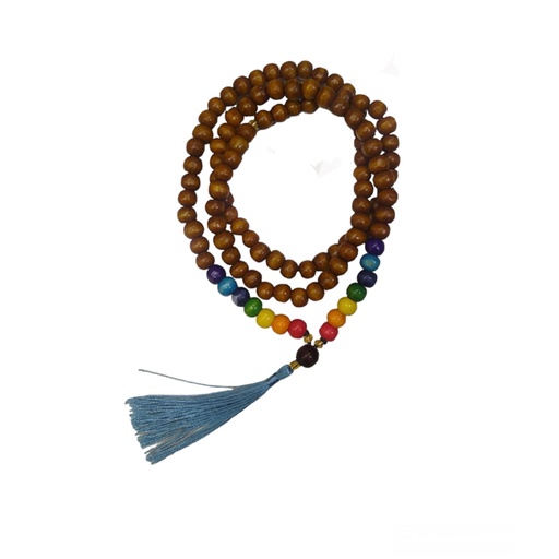 Japa Mala Madera 7 Chakras 108 Cuentas Tessel Celeste