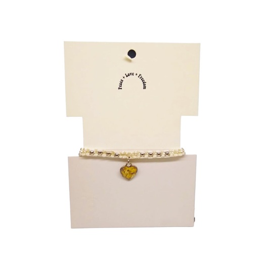 [¨52585] Pulsera Hilo Blanca con Corazon Plateado