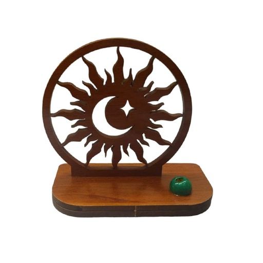 Porta Sahumerio Madera Luna y Estrella Colores Varios