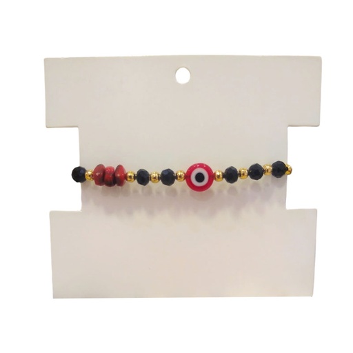 Pulsera Hilo Ojo Turco Negro y Rojo