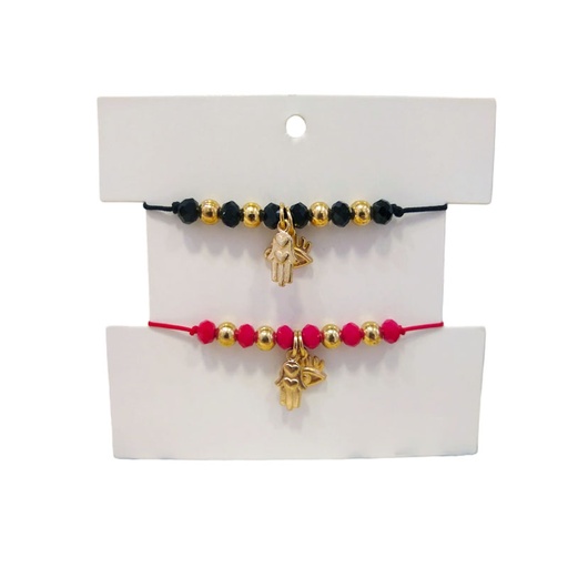 Set Dos Pulseras Negra y Roja con Ojo Turco y