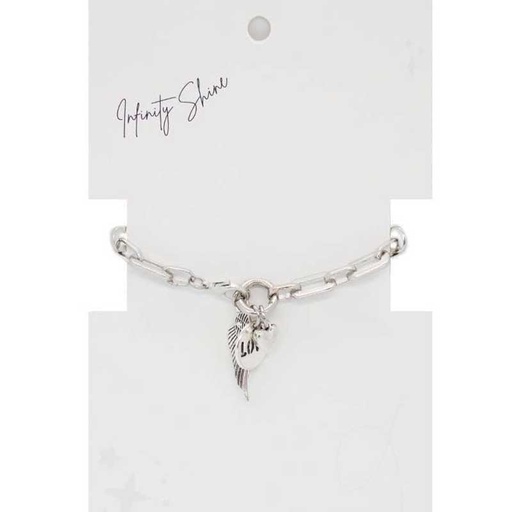 Pulsera con Love, Corazon y Alita