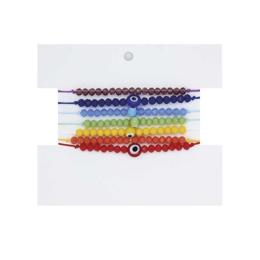 Set 7 Pulseras de Hilo 7 Chakras Ojo Turco