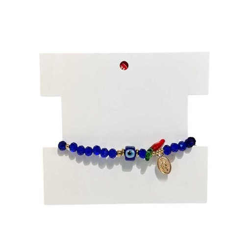 Pulsera Azul con Cuerno y Ojo Turco