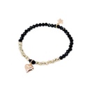 Pulsera Negra con Corazon Dorado