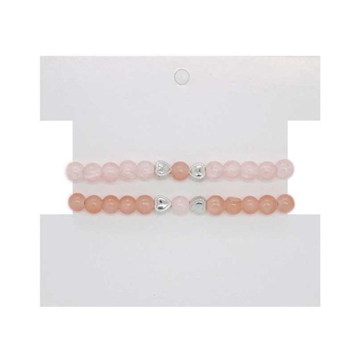 [¨68923] Set Pulseras Elasticas con Corazon Salmon