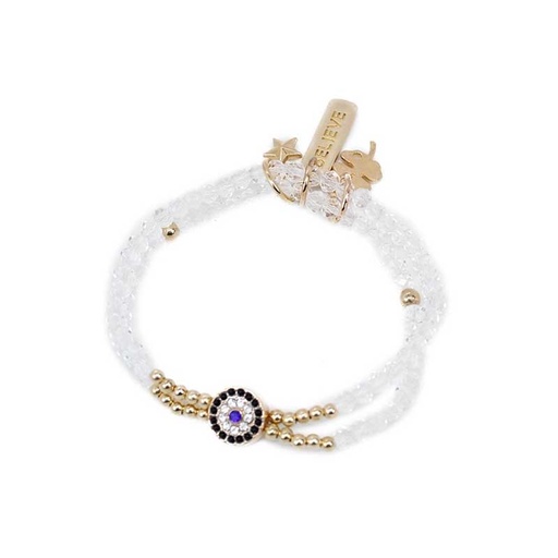 [¨67369] Pulsera Transparente con Ojo Turco Dorado