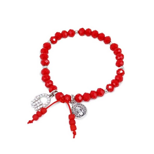 [¨67547] Pulsera Roja con Mano de Fatima y San Benito