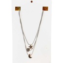 Collar Triple Cadena con Estrellas y Lunas