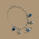 Pulsera de Acero con Dijes Colgando de Ojo Turco