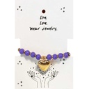 Pulsera Violeta con Corazon Dorado