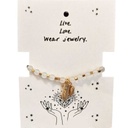 Pulsera Blanca con Corazon, Estrella y Love Dorados