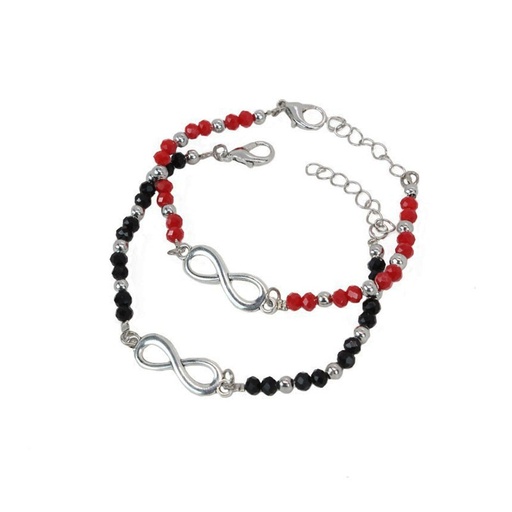 Set Dos Pulseras Trendy Roja y Negra con Infinito