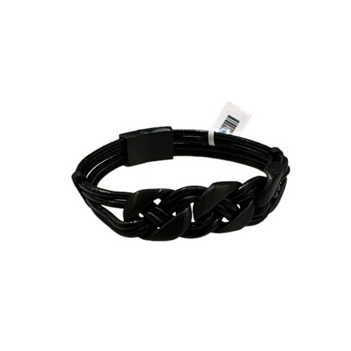 Pulsera Cuero Negra Trenzada