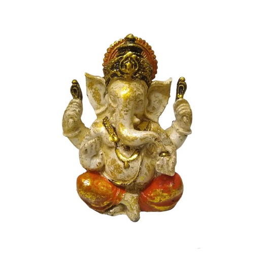 Ganesha Blanca Ropa Naranja