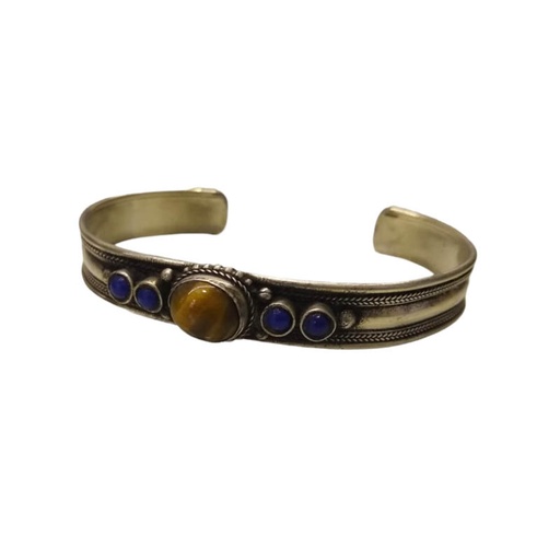 Pulsera Esclava con 5 Gemas Ojo de Tigre