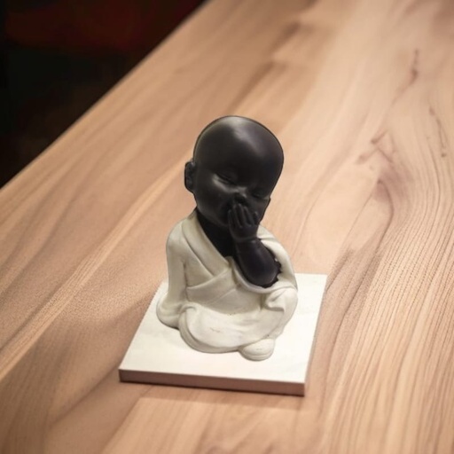 Buda Bebe Negro Mini 5.5cm Modelo Manto Blanco N°4