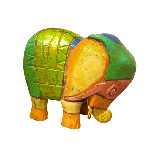 Elefante Verde Madera Tallado 25cm