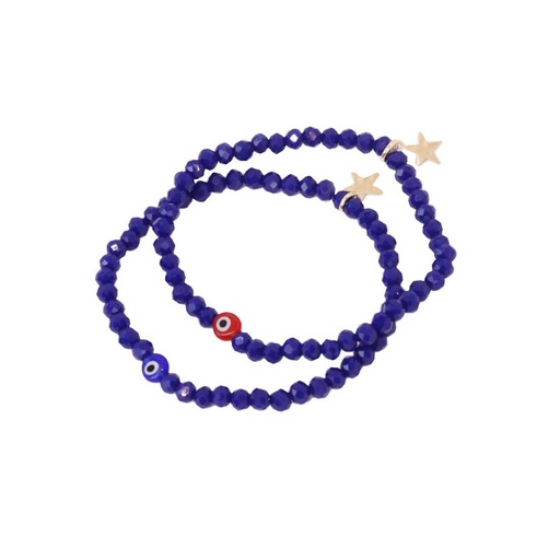 [¨76455] Set Pulsera Elastica Azul con Ojo Turco