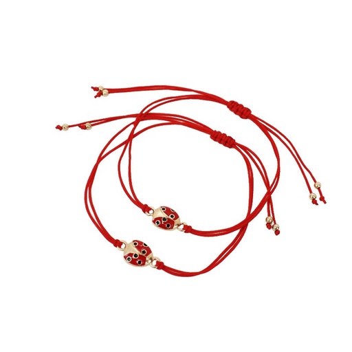 Set Pulsera Hilo Roja con Mariquita