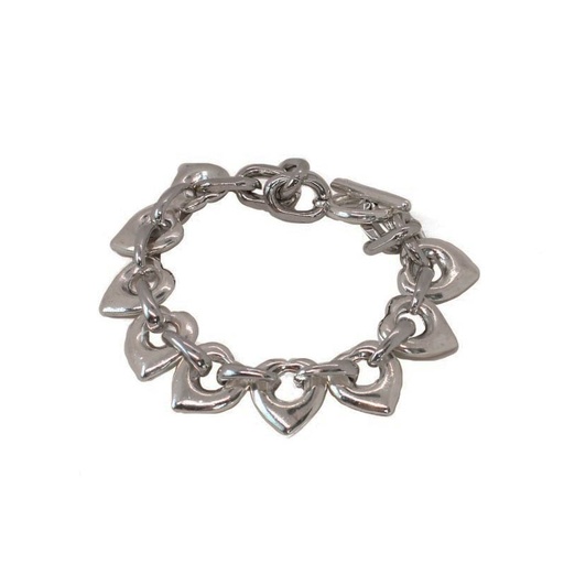 Pulsera Trendy Plateada con Corazones